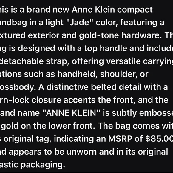 Anne Klein Elegant Belted Handbag - Mint - Picture 8 of 11